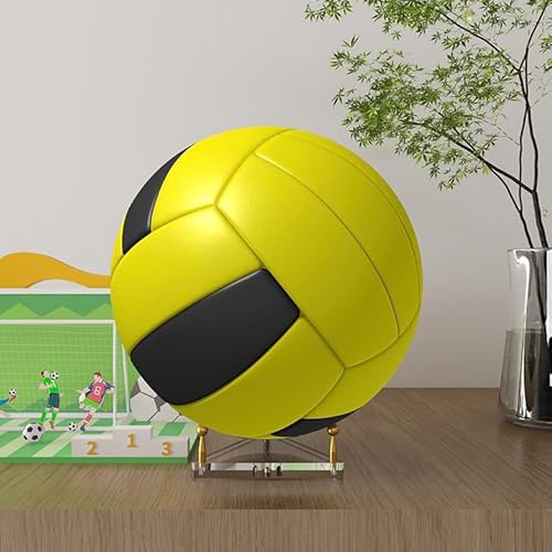 SVENJBB Ball Holder for Basketball, Football, Soccer, Volleyball, Crystals and Rocks, Clear Acrylic Ball Stand with Gold Pegs & Rubber Feet for Displaying Sports Memorabilia, 1 Pack