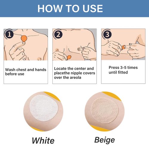 HNZGYB 100Pcs Nipple Covers Sticker Men, Anti-Chafing, Ultra Comfortable, Hypoallergenic Materials, shield Running Gear, Anti Chafe Marathon Essentials White
