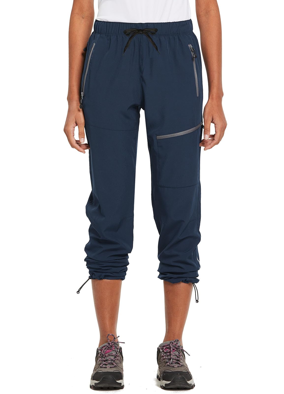 baleaf Travel Pants Women Hiking Long Tall Lightweight Quick Dry Water Resistant Cargo Pants 31'' Trip 31''-Navy Blue XL