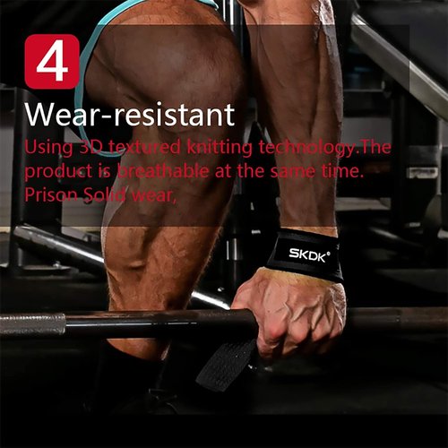 SKDK Cotton Hard Pull Wrist Lifting Straps Grips Band-Deadlift Straps with Neoprene Cushioned Wrist Padded and Anti-Skid Silicone - for Weightlifting, Bodybuilding, Xfit, Strength Training (Black)