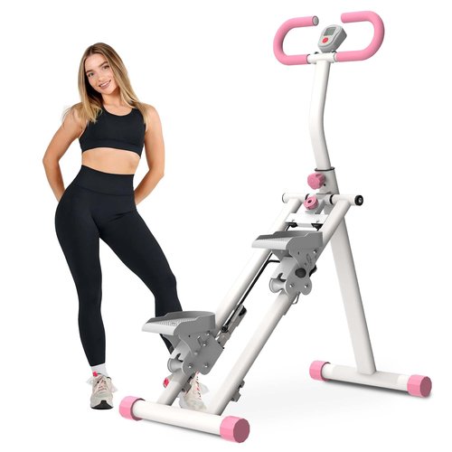 Vertical Climber Machine, Stair Stepper for Home with Adjustable Handlebar, Full-Body Workout Equipment, Stable Frame Cardio Fitness Stepper (Pink)