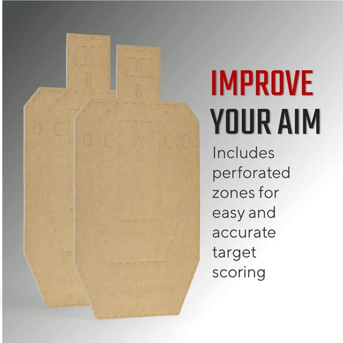 KRATE Tactical Cardboard Targets-Half Size Competition Paper Silhouette Shooting Target – Torso Targets for Shooting Range & Gun Practice w/Rifles, Handguns, Shotguns, or Airsoft (20-Pack 15” Torso)