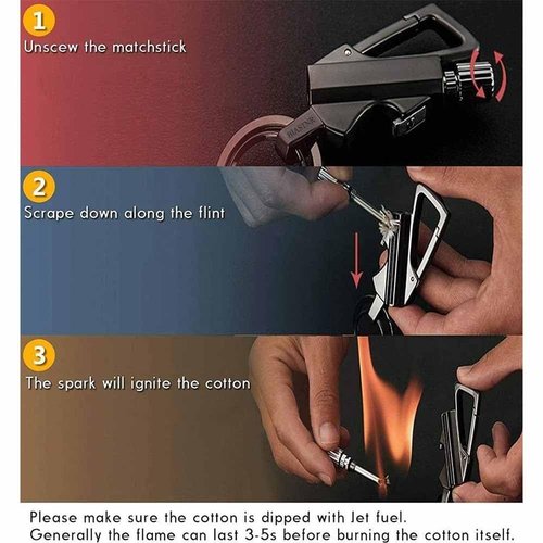 Llavero Encendedor De Acero, Flint and Steel Fire Starter, Fire Starter Survival Tool, Keychain Lighter Match Strike, Portable Waterproof Starters, Stylish and Functional Alloy Keychain(1pc*Black)