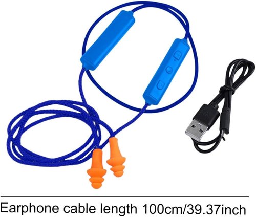 Ear Plug Headphones for Work, Bluetooth Hearing Protection, Construction Earplugs, Noise Suppression Earphone for Construction Sites, Noisy Places (Blue, 1 Pair, One Size)