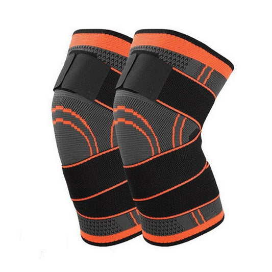 1 Pair Elastic Bandage Pressurized Knee Pads for Men Women Fitness Sports Kneepads Running Cycling Knee Support Brace Protector(D,M)