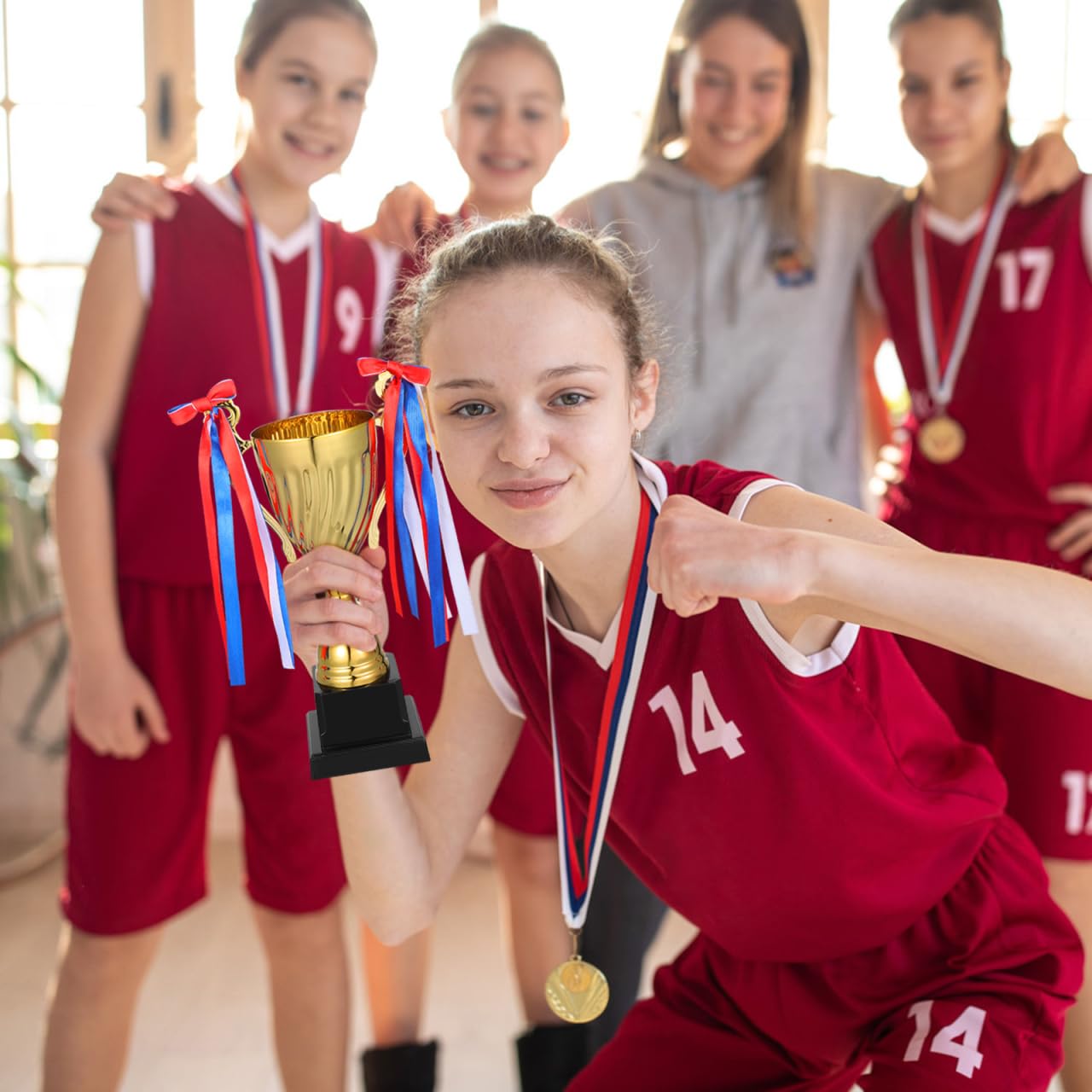 NUOBESTY Trophy Cup, 9.6Inch Gold Large Trophy Award Trophies for Sports, Competitions, Tournaments, Party Favors for Winners, Game Rewards