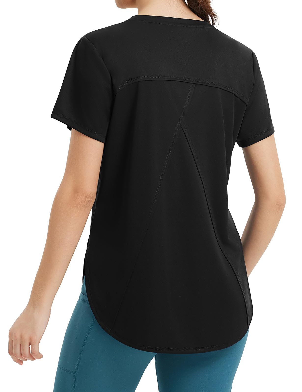 baleaf Women's Short Sleeve Workout Shirts Athletic Running Loose Fit Tops UPF 50+ Quick Dry T-Shirts Gym Yoga Tee Black