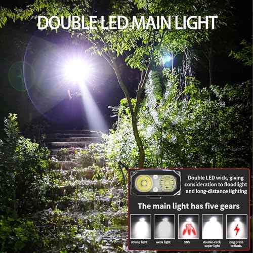 EDC Tactical Flashlight DT007, Compact 7 Mode Pocket LED Flashlight - 1500LM, USB-C Rechargeable Digital Display, IPX5 with Side Light and Clip for Everyday Carry Travel (1, Black)