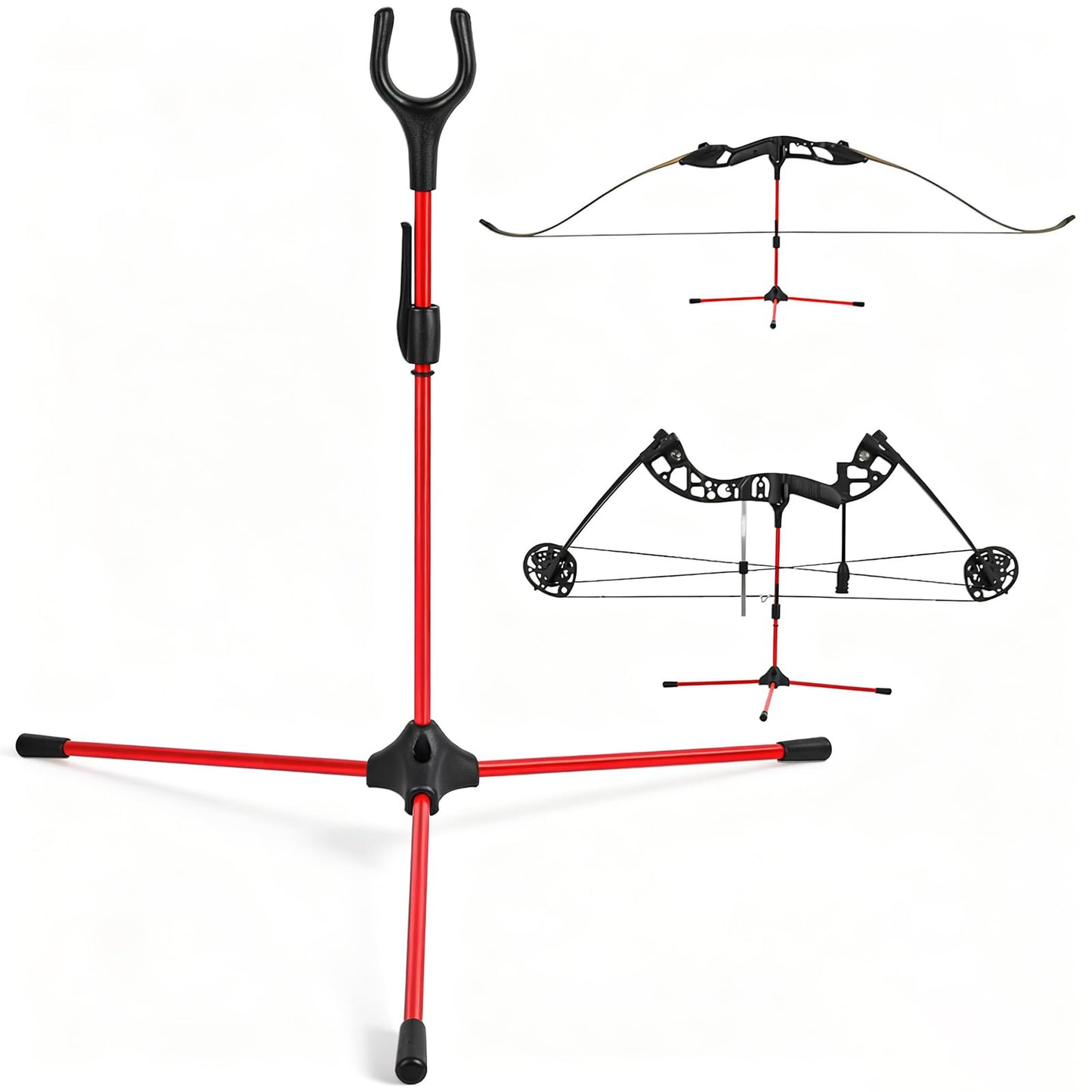 FENJANER Archery Bow Stand for Recurve Bow Glassfiber Lightweight Bow Holder Rack Legs for Compound Bow (Red)