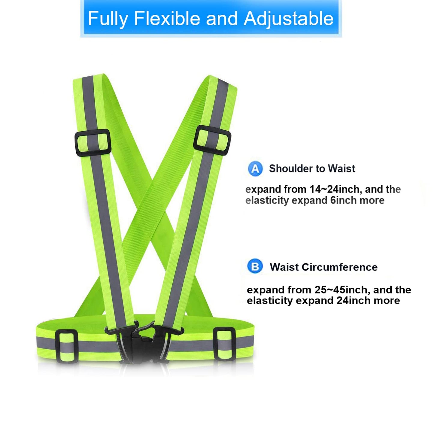SAWNZC Reflective Vest Running Gear, 2Pack High Visible Safety VES for Cycling Jogging Running Walking, Adjustable for Men Women