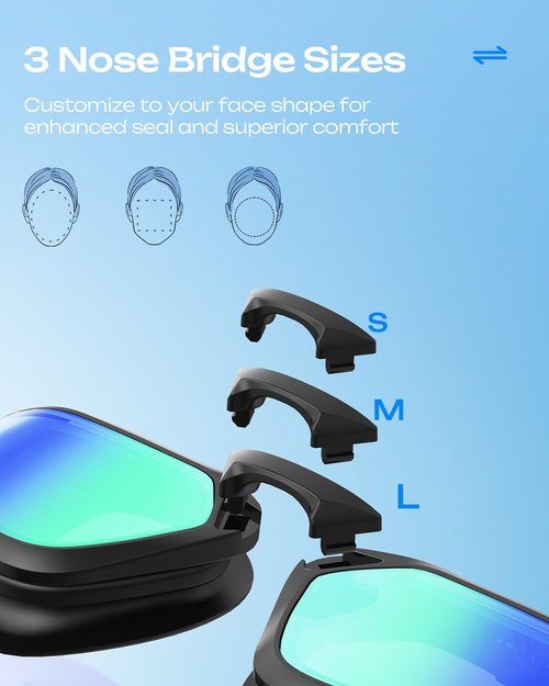 OLANRUN Swim Goggles, Unisex Adult Swimming Goggles for Men Women Youth - Anti Fog, Anti UV, No Leakage, HD Wider View (A1 (Black Frame + Gold Lens))