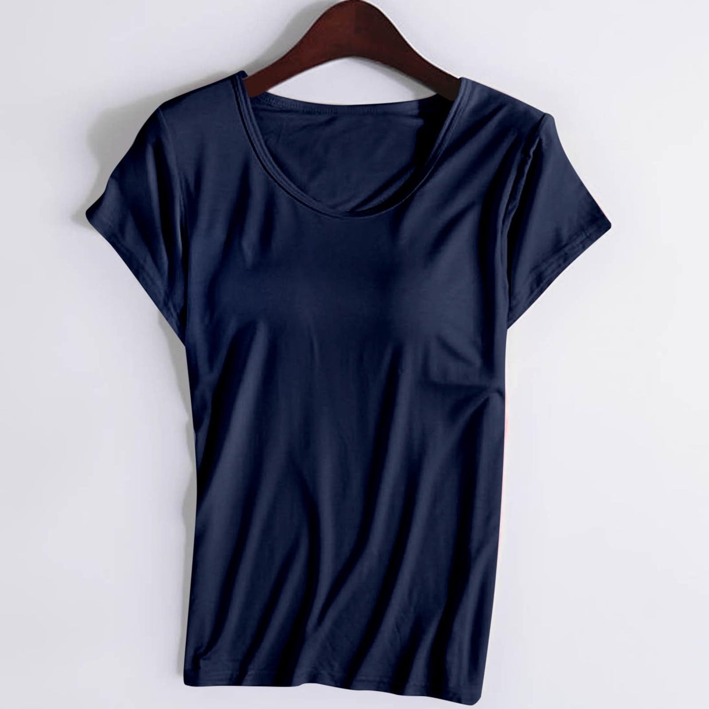 JiXiang Shirts with Built in Bras for Women Short Sleeves Crewneck Padded Tunics Tops Comfy Athletic Shelf Bra Active Tees