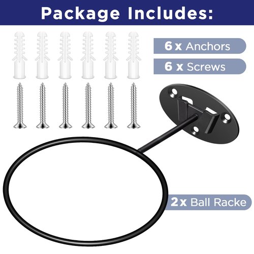 Basketball-Holder Wall Mount, Football Holder Space Saving Ball Storage Rack, Durable Wall Mounted Ball Organizer for Basketball, Football, Volleyball, Soccer Balls, Garage, Kids Room (2 Packs)