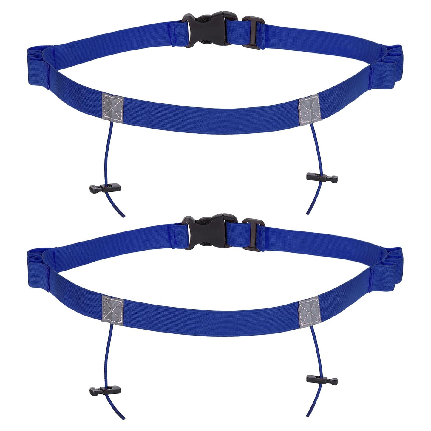 PATIKIL Elastic Triathlon Running Belt, 2 Pack Adjustable Race Number Belt Race Belt Bib Holder with 6 Energy Gel Loops for Marathons Racing Cycling, Blue