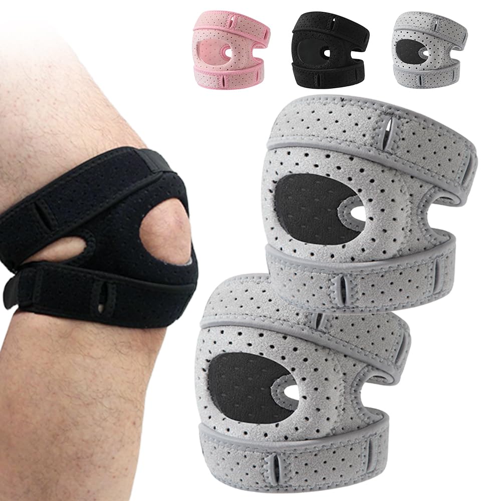 2025 NEW Knee Pain Relief Brace, Upgrade Adjustable Knee Support Knee Brace with Side Stabilizers, Pain Relief Knee Support for Women Men Knee Pain Arthritis Pain Running Workout (2, Gray, Large)