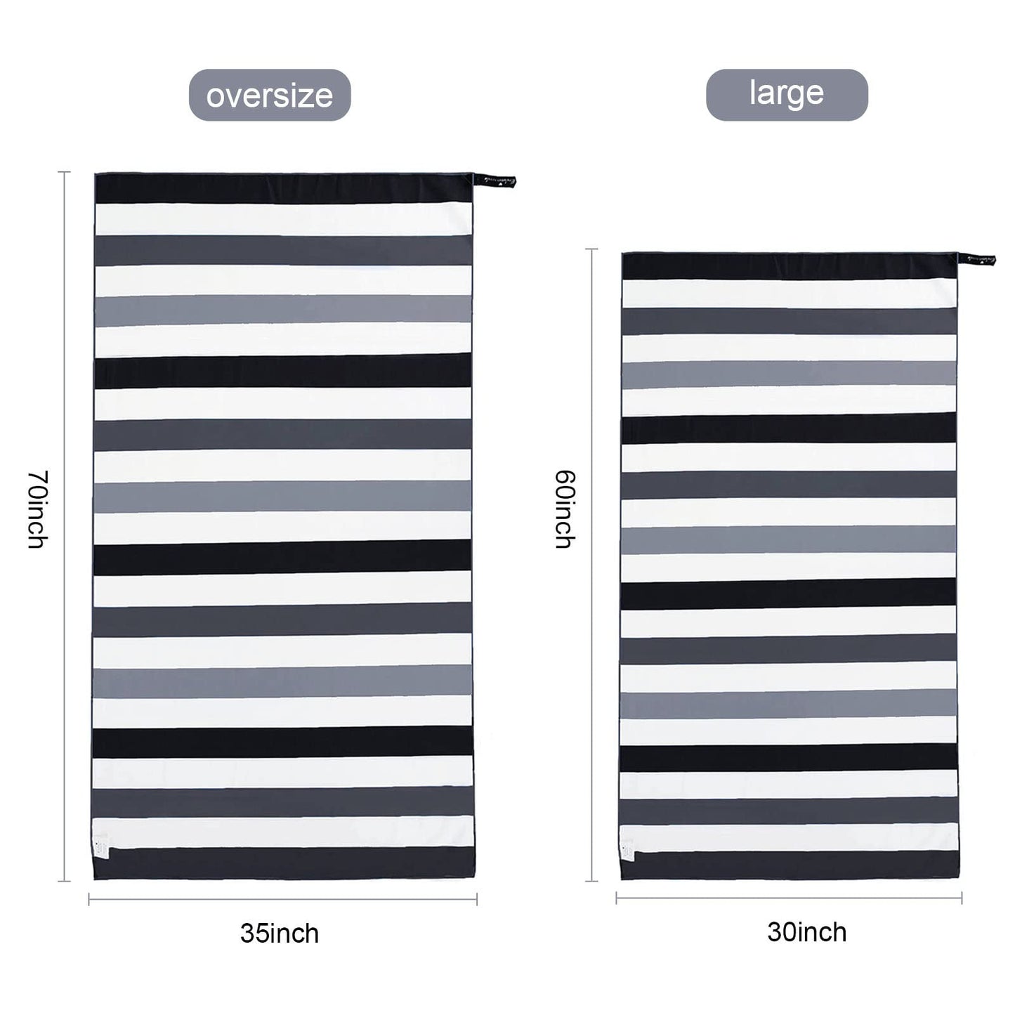 Exclusivo Mezcla Microfiber Quick Dry Beach Towel, Oversized Lightweight Sandfree Pool Towel for Swimming Camping Travel with Bag (Black, 35x70 Inches)