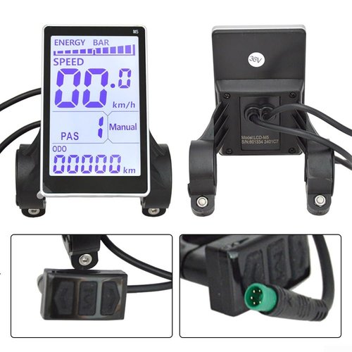 Electric Bike LCD Display Meter,24V 36V 48V 60V Speedometer Control Panel For E-Bike Scooter With ABS Shell,Waterproof Cable M5 LED Screen