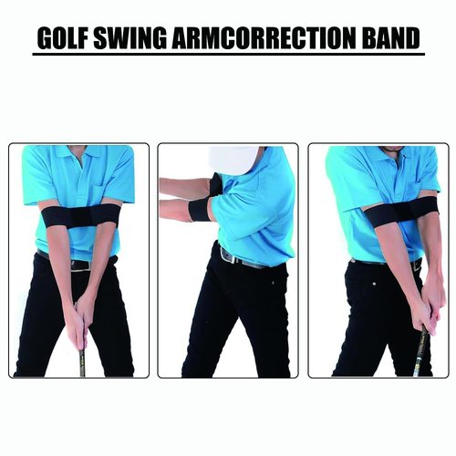 HMPBEFU 2 Pack Golf Swing Arm Band Golf Swing Training Aid Elastic Swing Correcting Trainer Band