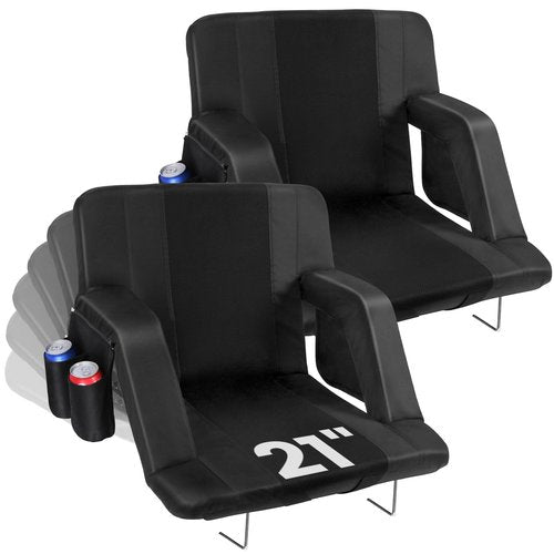 Stadium Seats with Back Support, 2 Pack 3D Mesh Stitching Bleacher Chairs with Back and Cushion, Portable Folding Stadium Seats with Armrests, 6 Reclining Positions Bleacher Seats for Sports Events