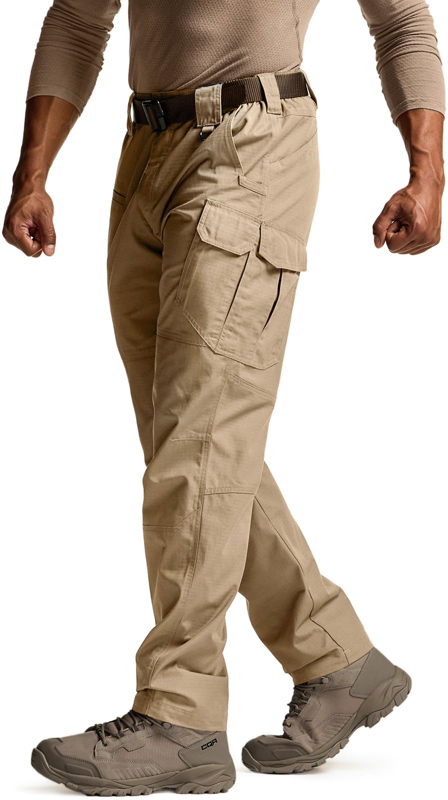 CQR Men's Tactical Pants, Water Resistant Ripstop Cargo Pants, Lightweight EDC Work Hiking Pants, Outdoor Apparel, Raider Mag Pocket Khaki, 46W x 30L