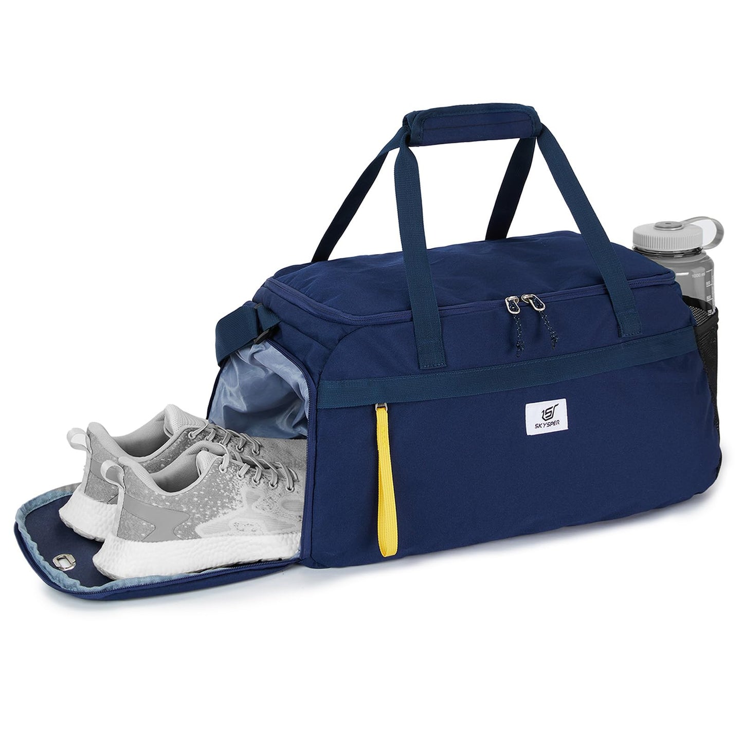 SKYSPER Gym Bag for Men & Women with Shoe Compartment, Carry-on Gym Duffle Bag for Travel and Sports, Workout Overnight Bag with Large Wet Pocket, Blue