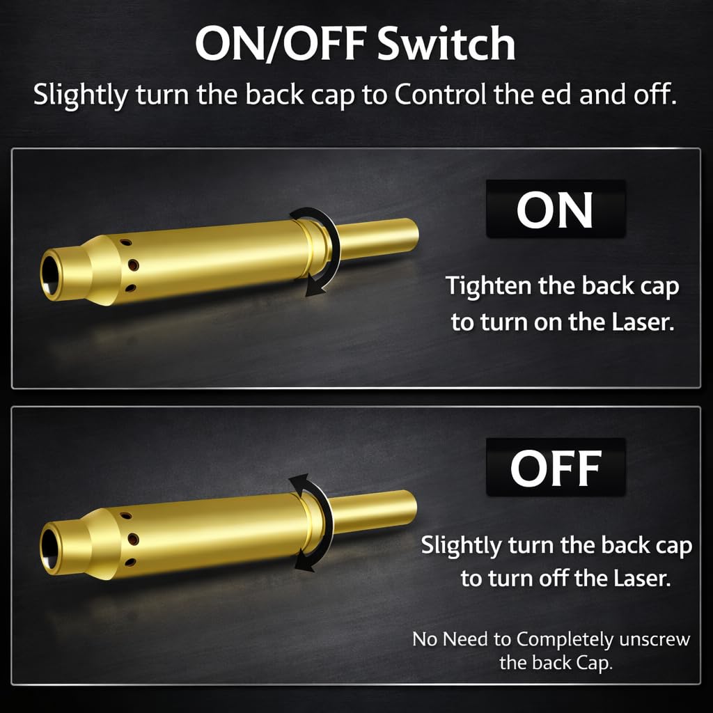 Gotical .22 LR red Laser Bore Sight 5mw Class IIIA Laser Boresight Inserting the Cylinder Easy to Use with 3 Set of Batteries and Extra O-Rings