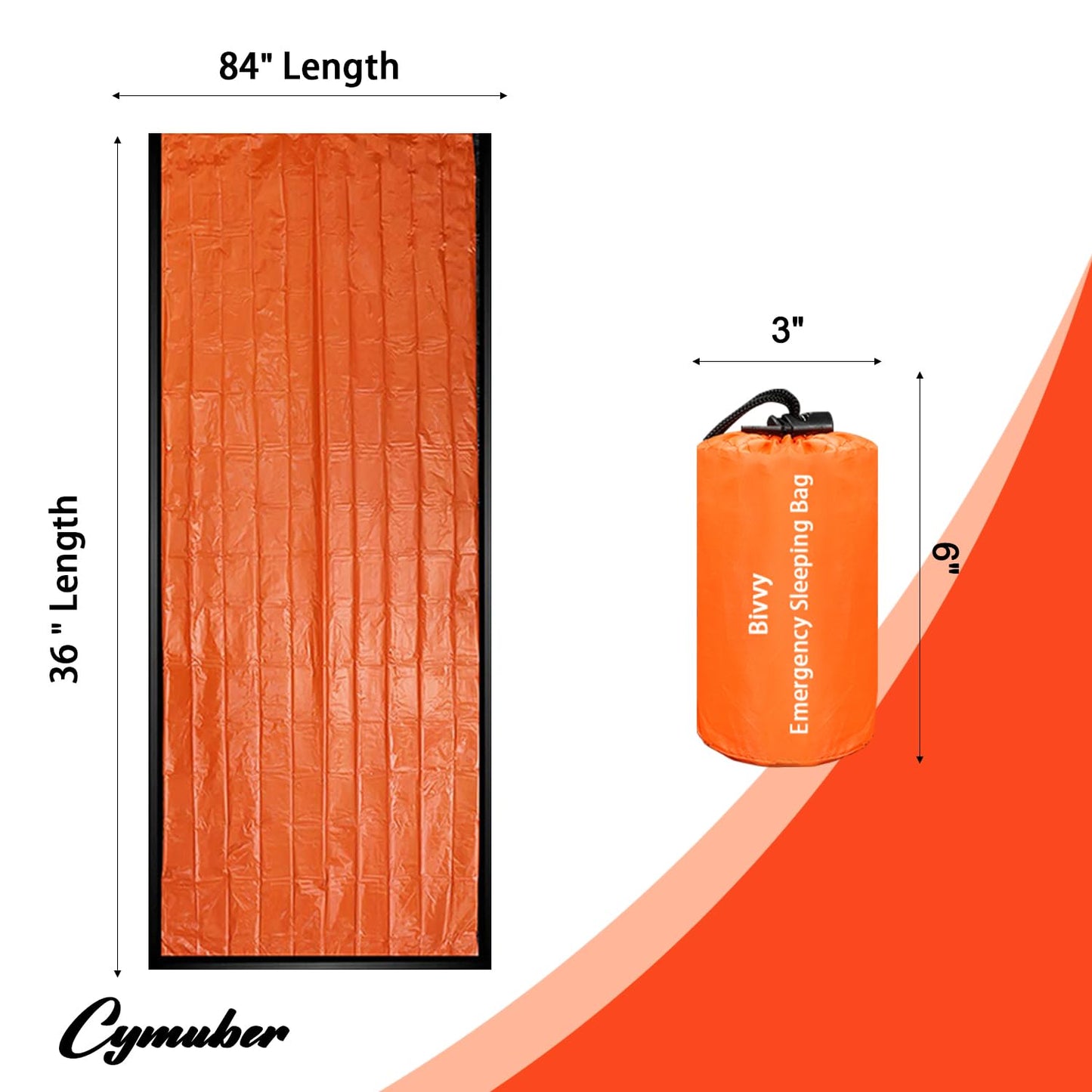 Emergency Sleeping Bag Survival Bag, Cymuber Portable Waterproof Thermal Bivy Sacks Tac Bivvy Bags,Camping Mylar Sleeping Bag Survival Gear Emergency Blankets Survival Shelter