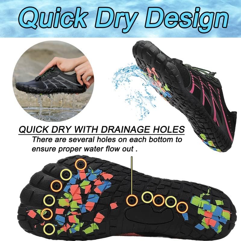 Water Shoes for Men and Women Quick Dry Aqua Barefoot Shoes Black Blue 11 Women / 10 Men