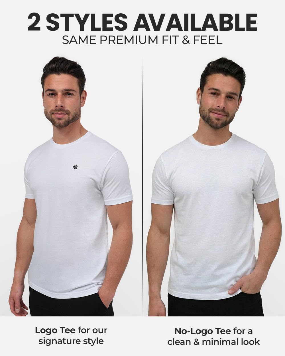 INTO THE AM Men's Plain Tees 6 Pack Multipack - Fitted Crewneck Gym Casual Workout Tshirts Shirts for Ment (Black/Charcoal/Grey/Indigo/Navy/White, X-Large)