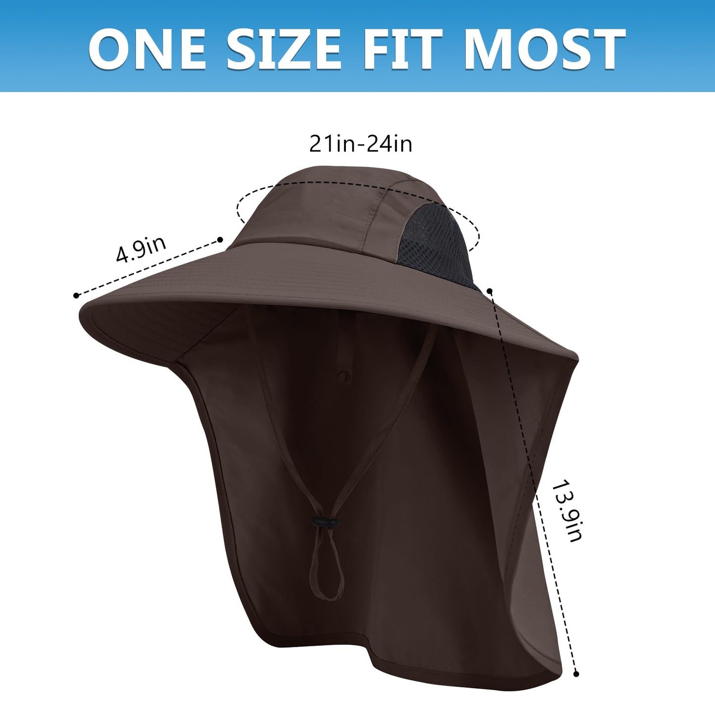 Sun Hat for Men Women with Neck Flap,UPF 50+ UV Protective Hiking Fishing Hats,Wide Brim Sun Hat for Women&Men