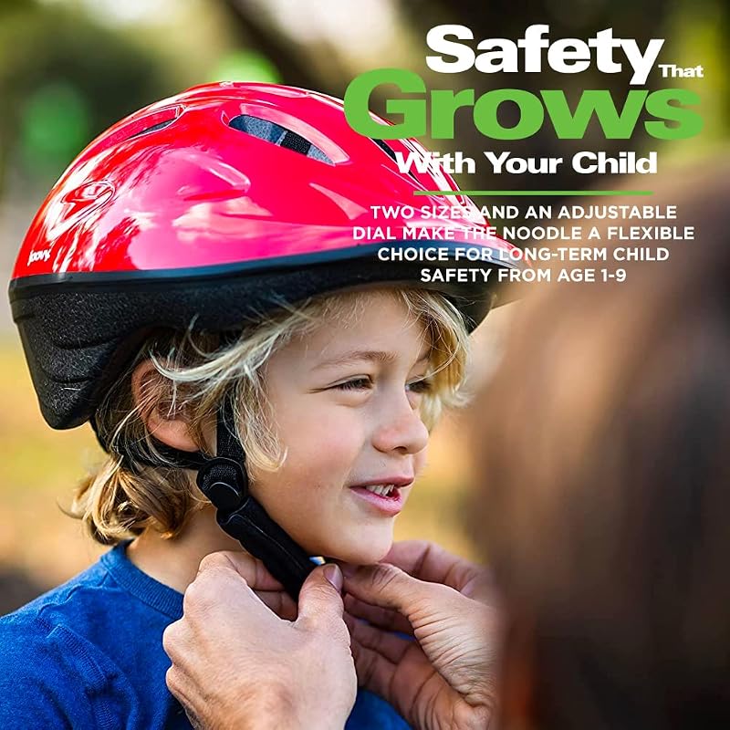 Joovy Noodle Pediatric Bike Helmet Medium Red – Toddlers & Kids 1-9, Adjustable Fit