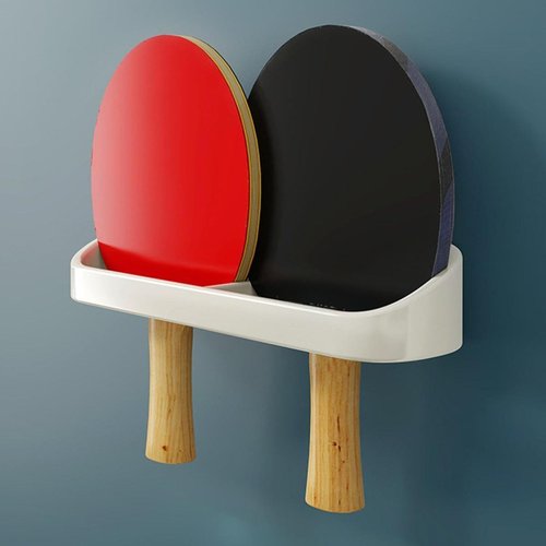 kowaku Wall Mounted Rackets Rack Pingpong Paddles Storage Rack with Balls Box Stylish Portable Vertical Display for Game Room Garage, 1 Set