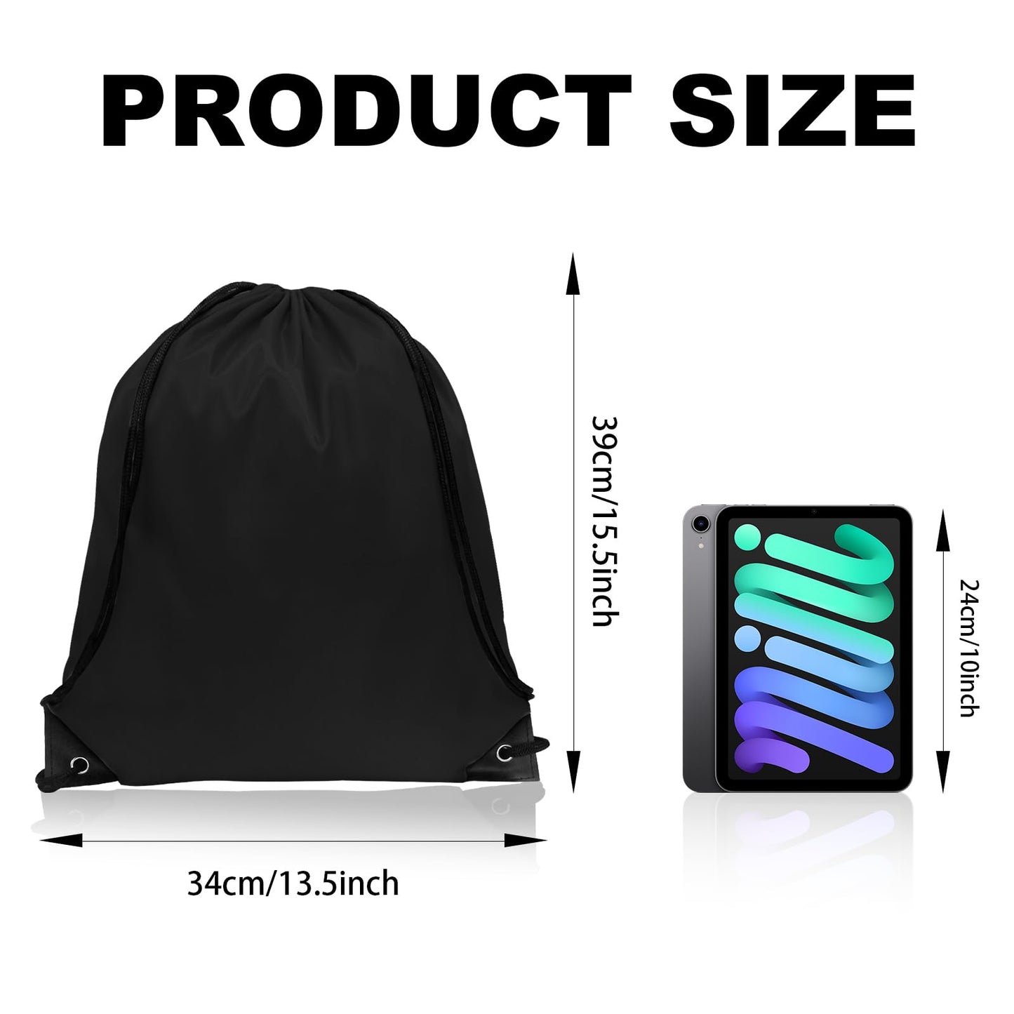 GoodtoU 100Pcs Draw String Back Bag, 20 Color Large Capacity Drawstring Backpack Printable Drawstring Bags Bulk for Sports, Travel, Team, Swimming, Beach