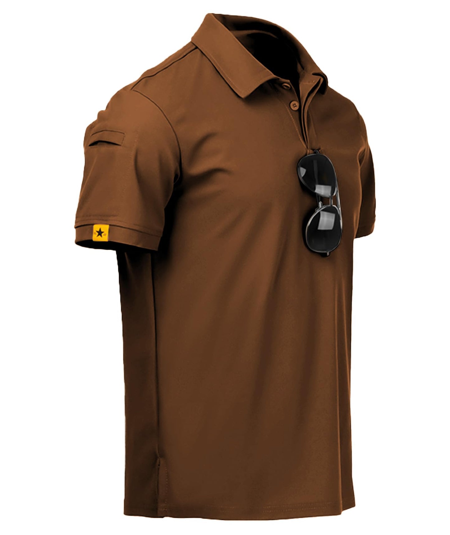 ZITY Mens Polo Shirt Short Sleeve Sports Tactical T-Shirt Athletic Golf Polos Daily Casual Stylish Collared Shirts for Men Brown Large
