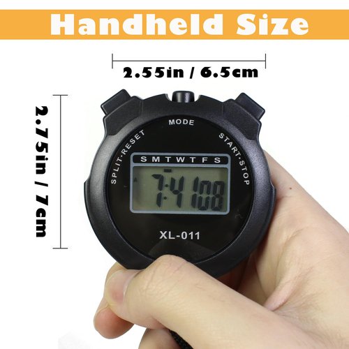 6-Pack Multi-Function Electronic Digital Sport Stopwatch Timer, Large Display with Date Time and Alarm Function, Sports Coaches Fitness Coaches and Referees Black