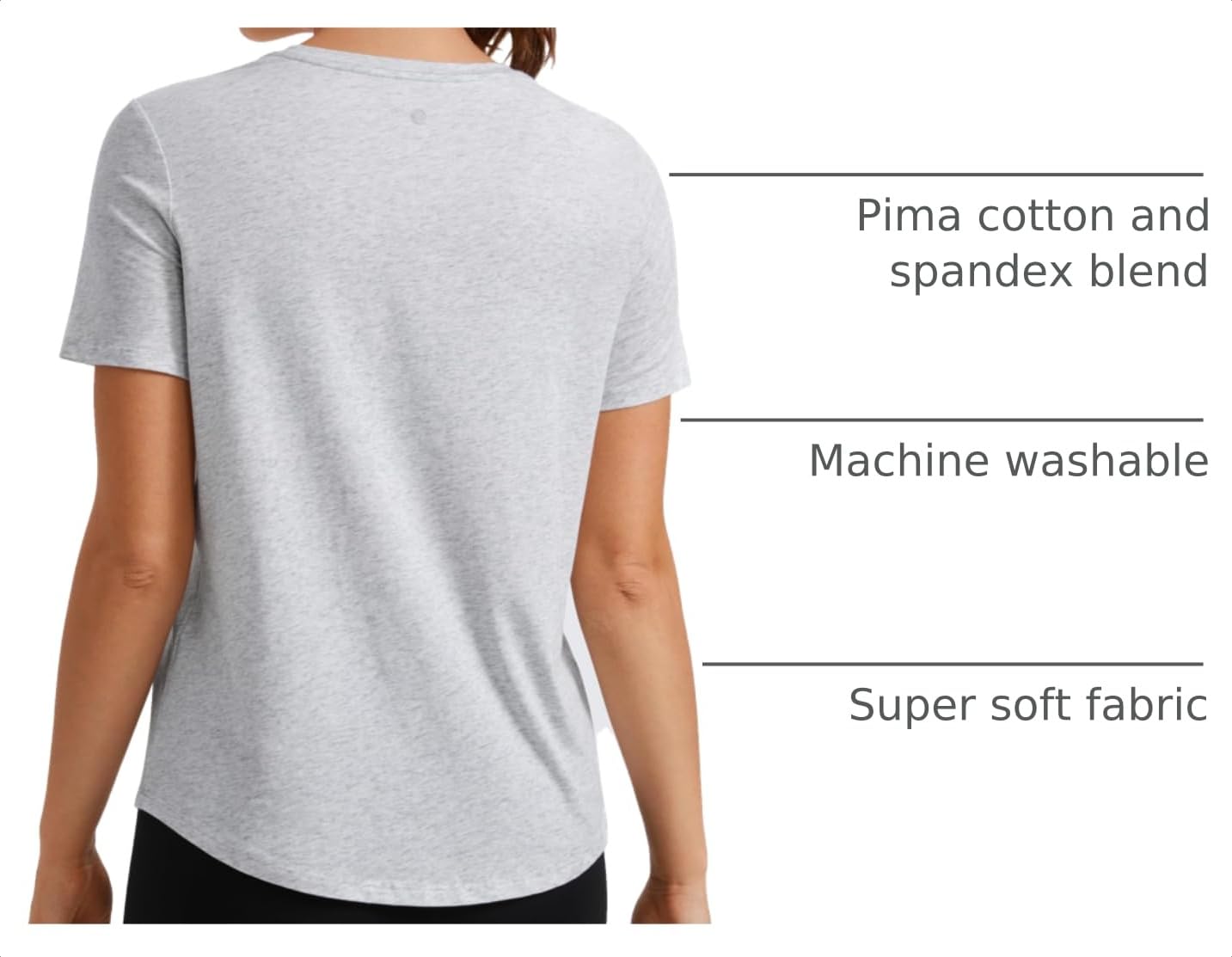 CRZ YOGA Pima Cotton Crewneck T-Shirt Light Grey Heather Medium