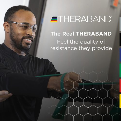 THERABAND Professional Latex Resistance Bands For Rehabilitation, Portable Fitness and Workout, Home Exercise, 5 Foot, Red, Medium, Level 3, Individual Package
