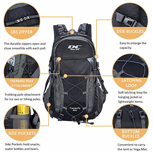 Waterproof Hiking Backpack 40L Daypack for Men Women Diamond Candy