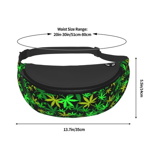 Green Weed Waist Pack Fanny Packs Sling Crossbody Hip Bum Bag With Adjustable Strap Hiking Bag For Men Women Running Traveling