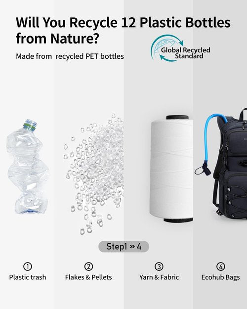 ECOHUB Hydration Backpack for Men Women, 20L Lightweight Hiking Daypack Cycling Backpack with 2L Water Bladder, Insulated Hydration Pack with Waist Pack