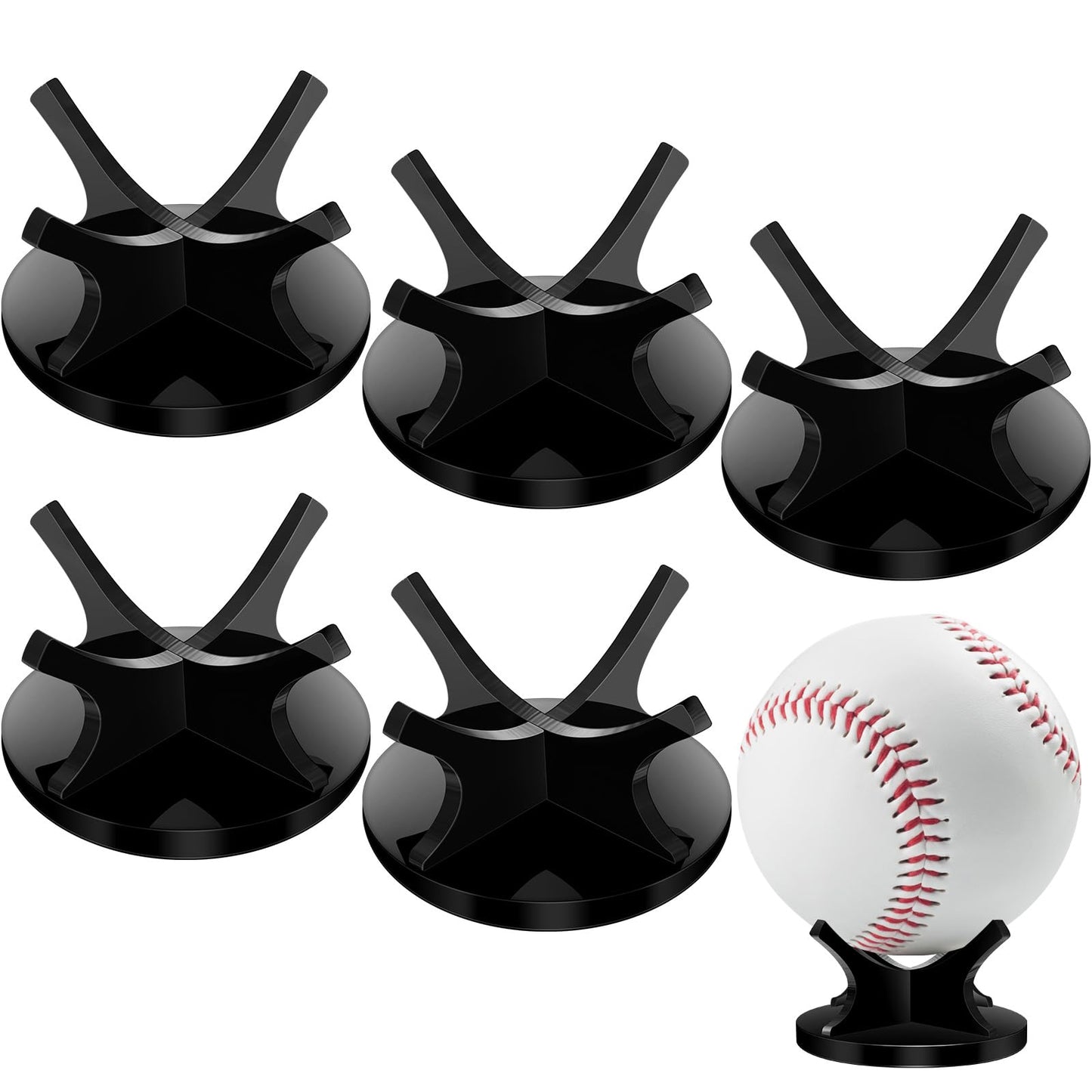 Sumind 6 Pack Small Ball Stand Holder, Clear Baseball Holders for Display, Sport Ball Display Stand Baseball for Golf, Softball, Tennis, Collectible Spheres Decor for Desk & Home, Acrylic