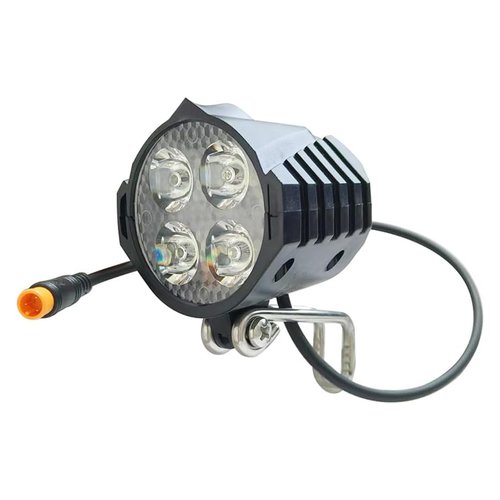 Electric Bike LED Headlight 36V 48V 12V-60V Bike Front Light with Built-in Horn 4 Lights 3 Pin Connector for Night Riding Waterproof Bicycle Horn Headlight for E-Scooter