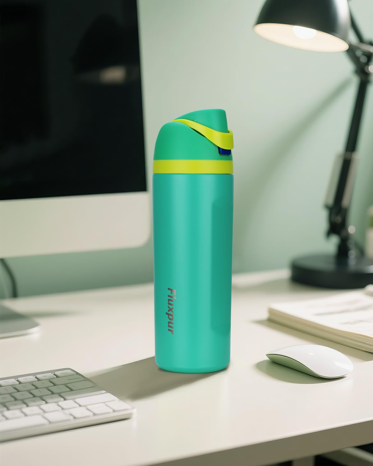 Fluxpur Insulated Water Bottle Sports Stainless Steel Water Bottle with Straw Travel Leakproof,24 Oz,Green 10