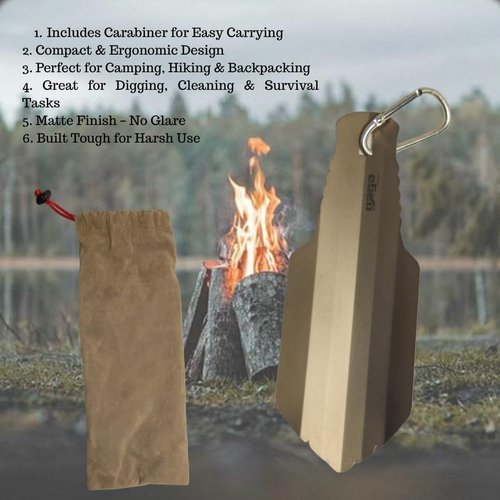 Gagasport Titanium Camping Shovel – Ultralight Compact Hiking Trowel | Survival Gear for Backpacking, Outdoor, Emergency Use | Titanium Mini Shovel for Digging Fire Pits, Latrines & Campsites
