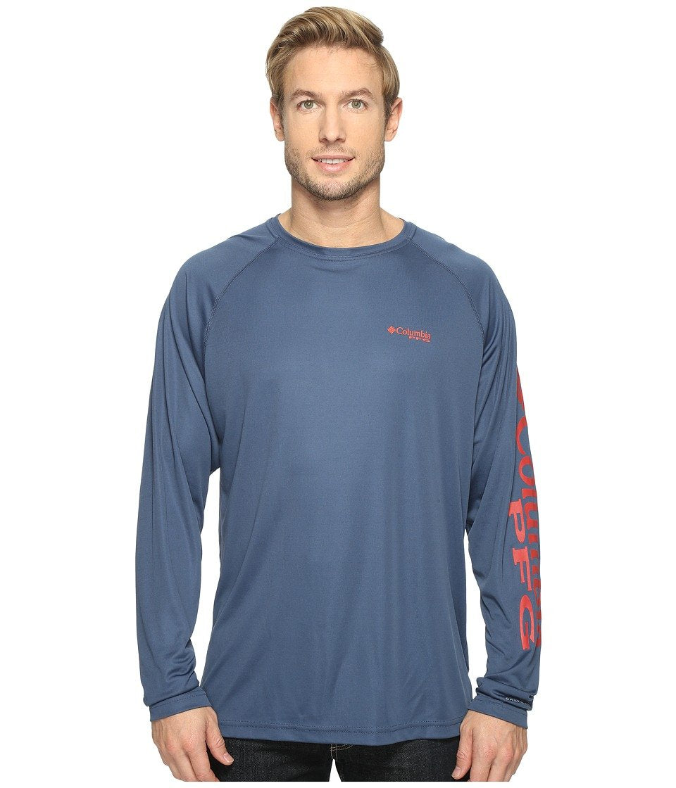 Columbia Men's Terminal Tackle Long Sleeve Shirt, Dark Mountain Sunset Red, Medium