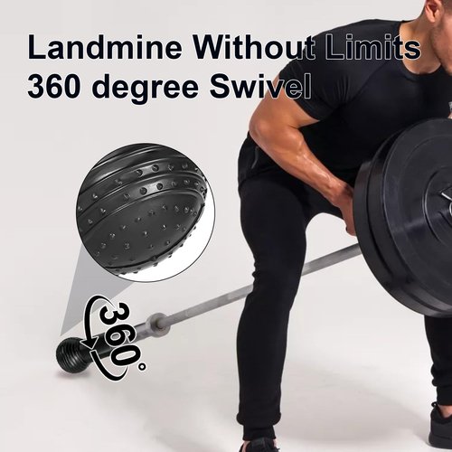 Landmine Attachment for Barbell – Fits 2 Inch Olympic Bars Landmine with 360° Rotation, Natural Rubber Base Includes 1 couple Workout Wrist Wraps – for Press, Row, Squat, Rotation & Strength Training