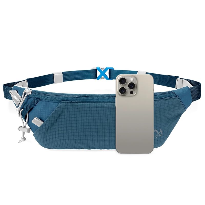 Inoxxo Slim Running Belt Fanny Pack with 300ml Water Bottle – Black (Dack Blue) for Men & Women