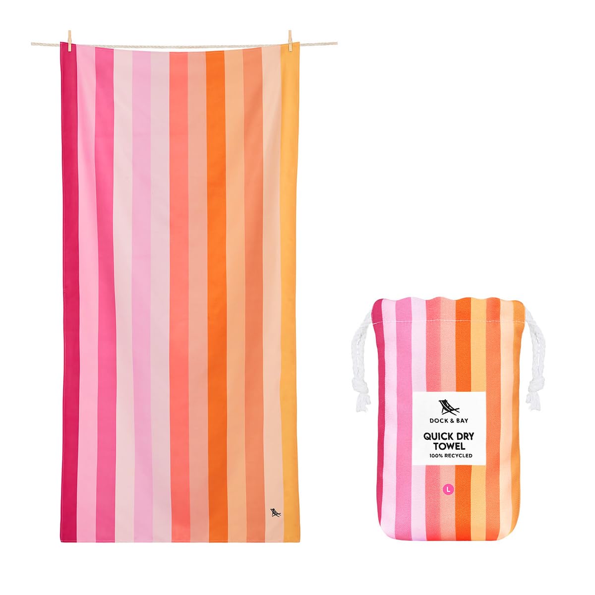 Dock & Bay Beach Towel - Quick Dry, Sand Free - Compact, Lightweight - 100% Recycled - Includes Bag - Havana Cabana - Set of 4 - Large (160x90cm, 63x35)