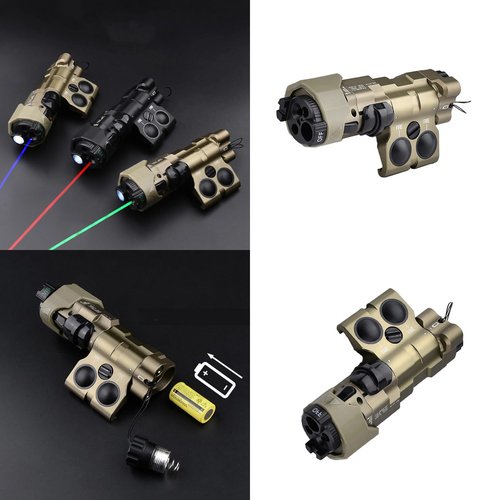 Metal MWL C1+ Box Laser Sights，with IR Laser + Red/Green/Blue Laser Sight + IR Fill Light + Strobe/Momentary/Constant Modes Whitelight LED 220 Lumens Flashlight，Fits for 20mm Picatinny Rail Mounting