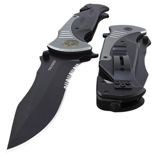 TAC-FORCE Extra Large Grey 10.5" Every Day Carry Hunting, Outdoor Rescue Style Folding Pocket Knife